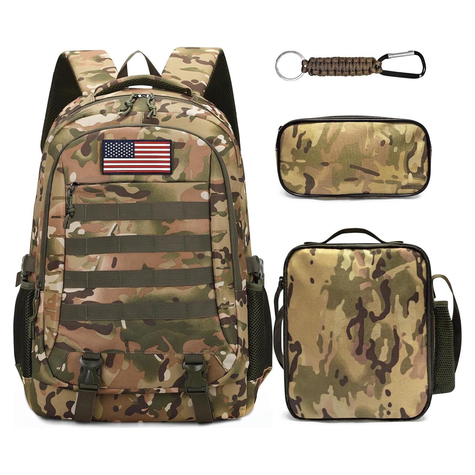 Set de Mochila Camo para Niños con Estuche y Almuerzo