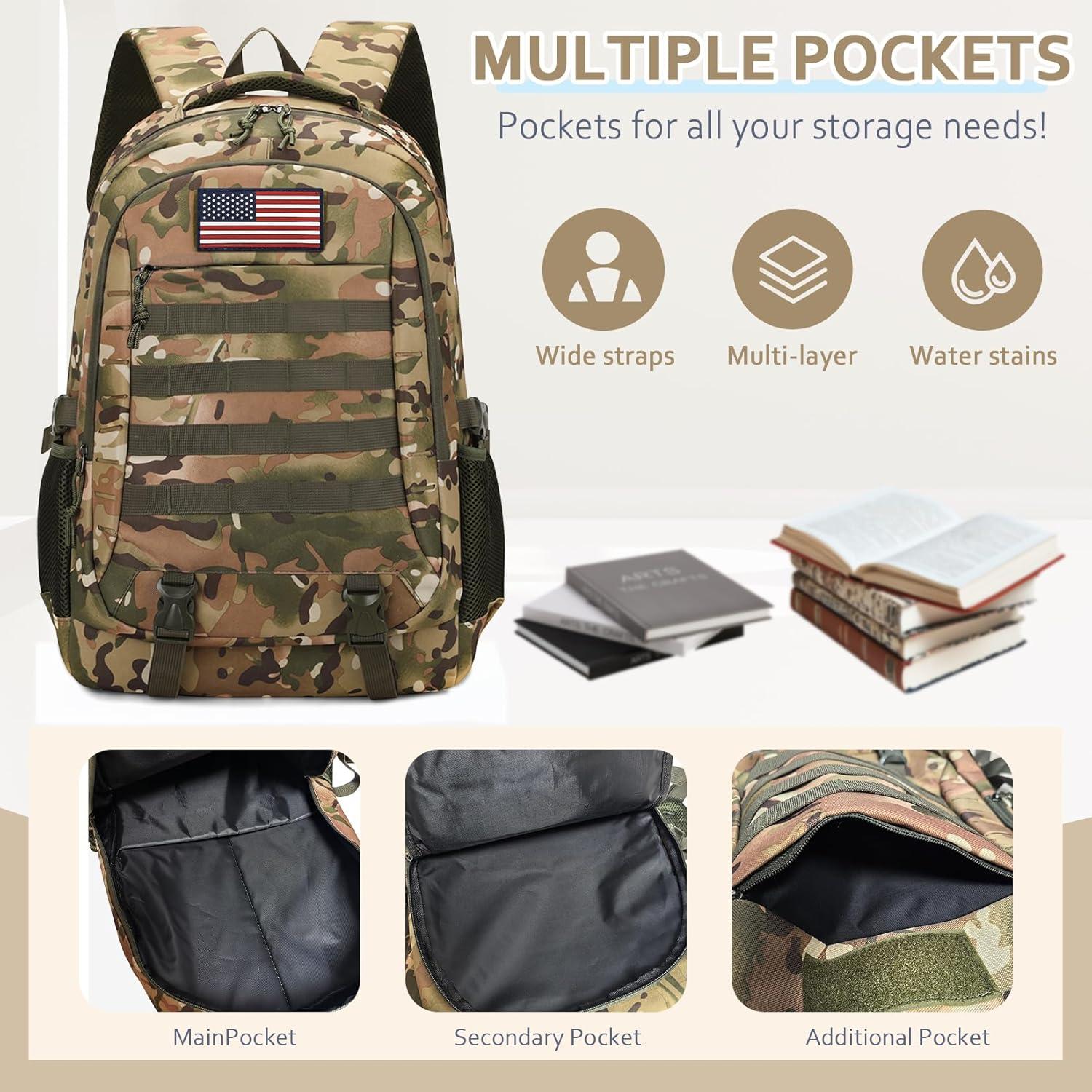 Set de Mochila Camo para Niños con Estuche y Almuerzo