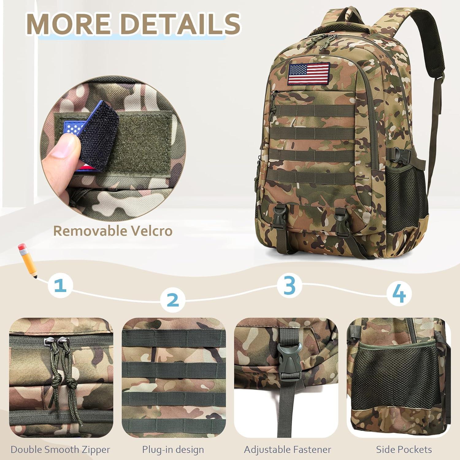 Set de Mochila Camo para Niños con Estuche y Almuerzo