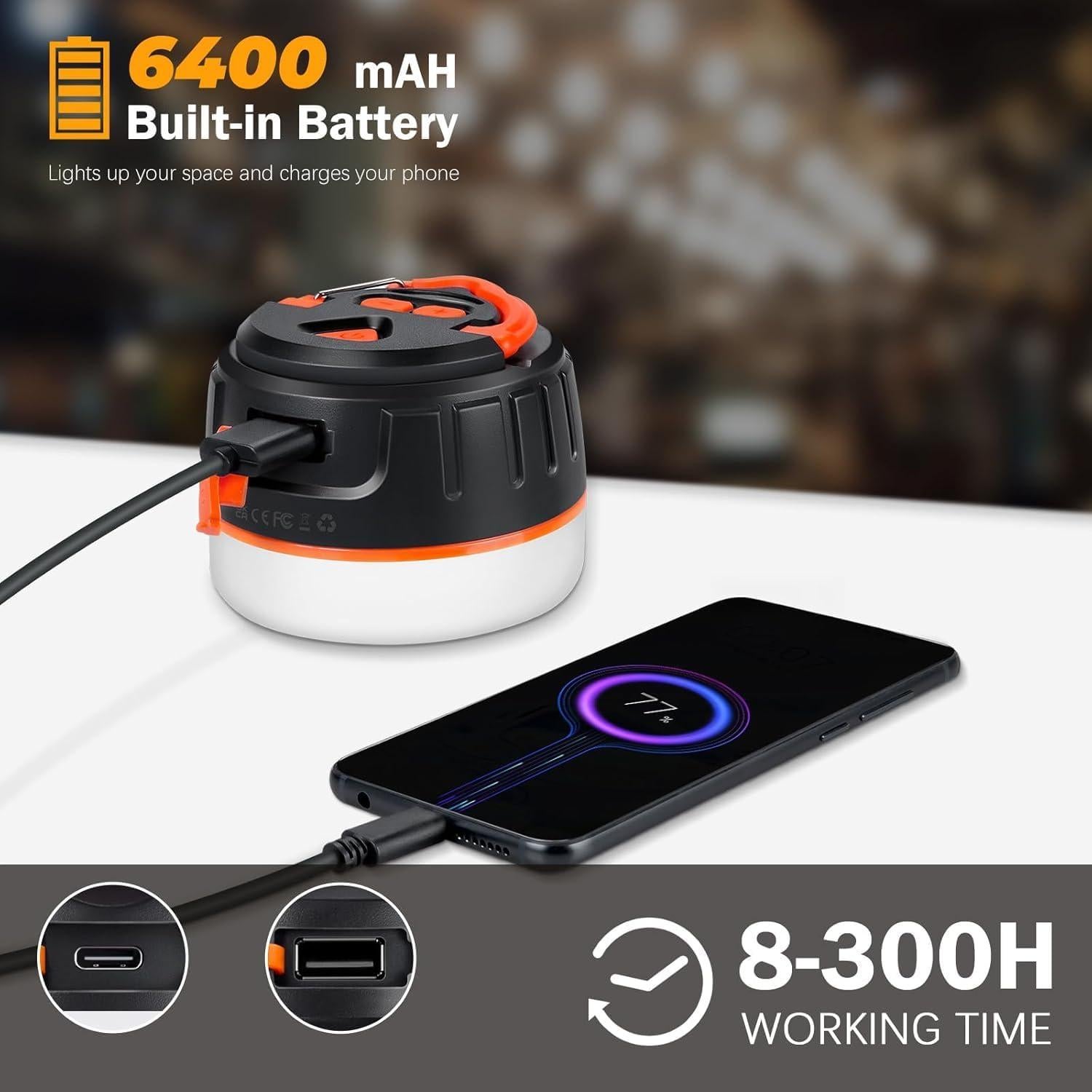 Linterna de Camping Recargable Siivton 6400mAh LED Impermeable