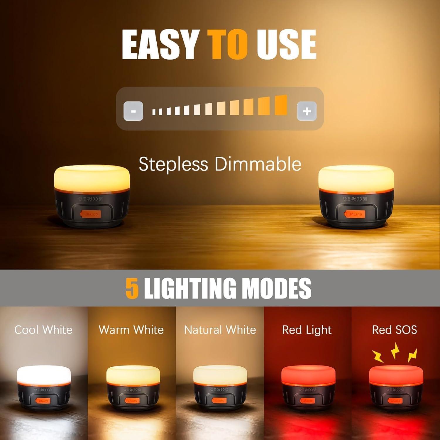 Linterna de Camping Recargable Siivton 6400mAh LED Impermeable