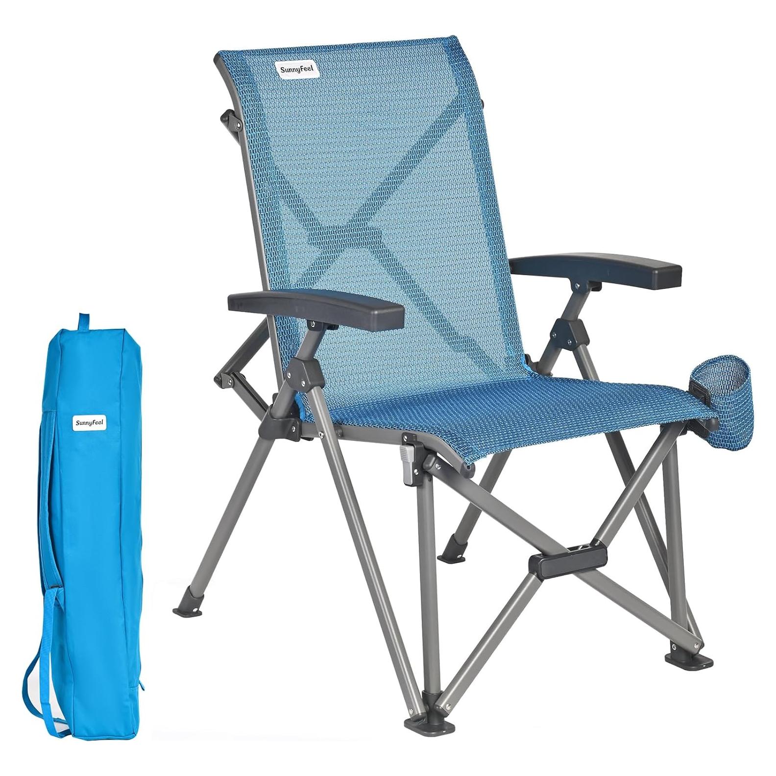Silla de Camping Plegable Sunnyfeel Respaldo Alto 500lbs