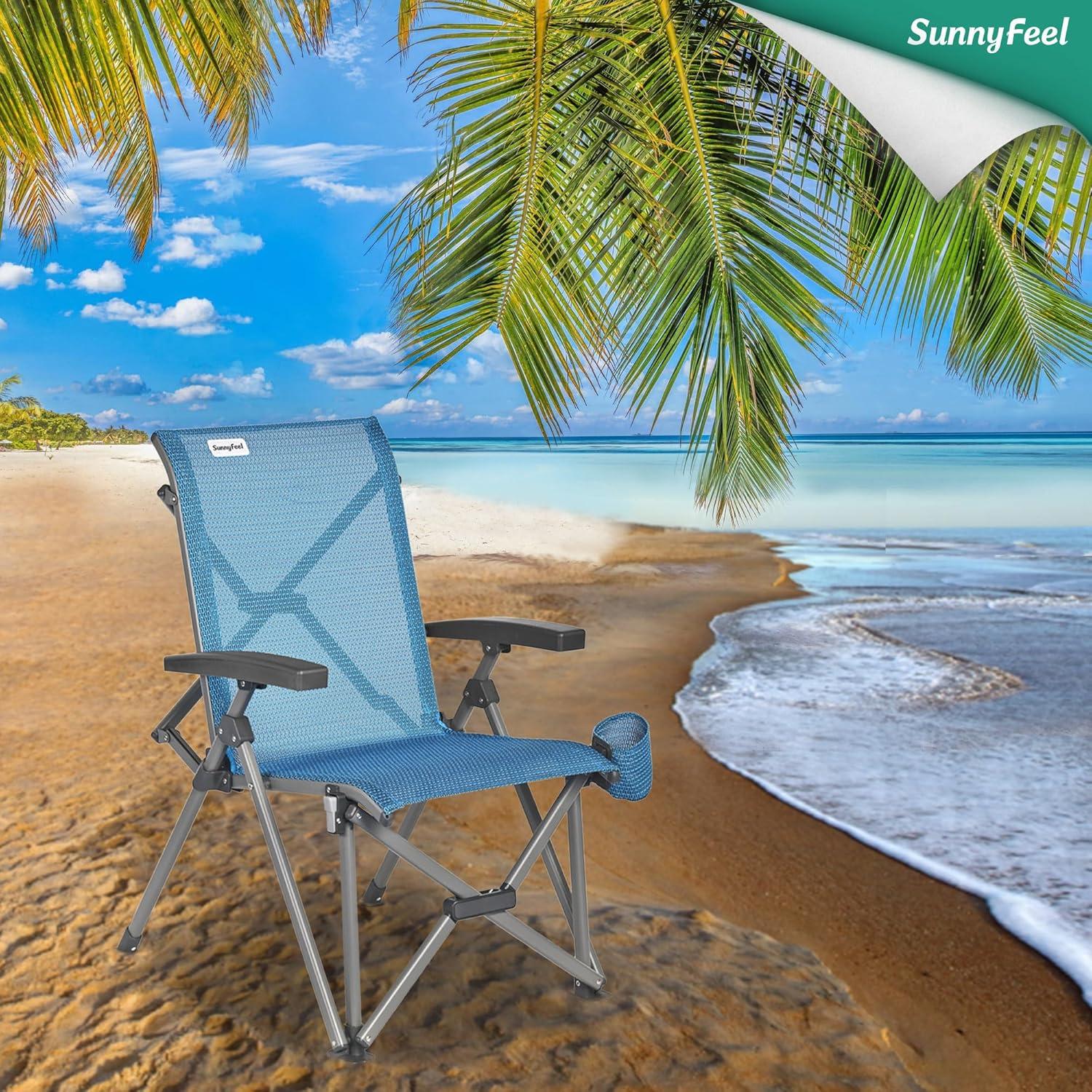 Silla de Camping Plegable Sunnyfeel Respaldo Alto 500lbs