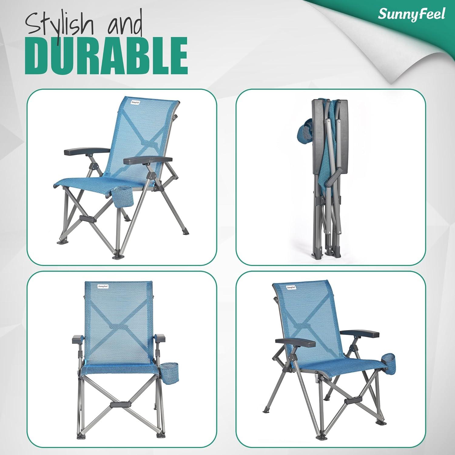 Silla de Camping Plegable Sunnyfeel Respaldo Alto 500lbs