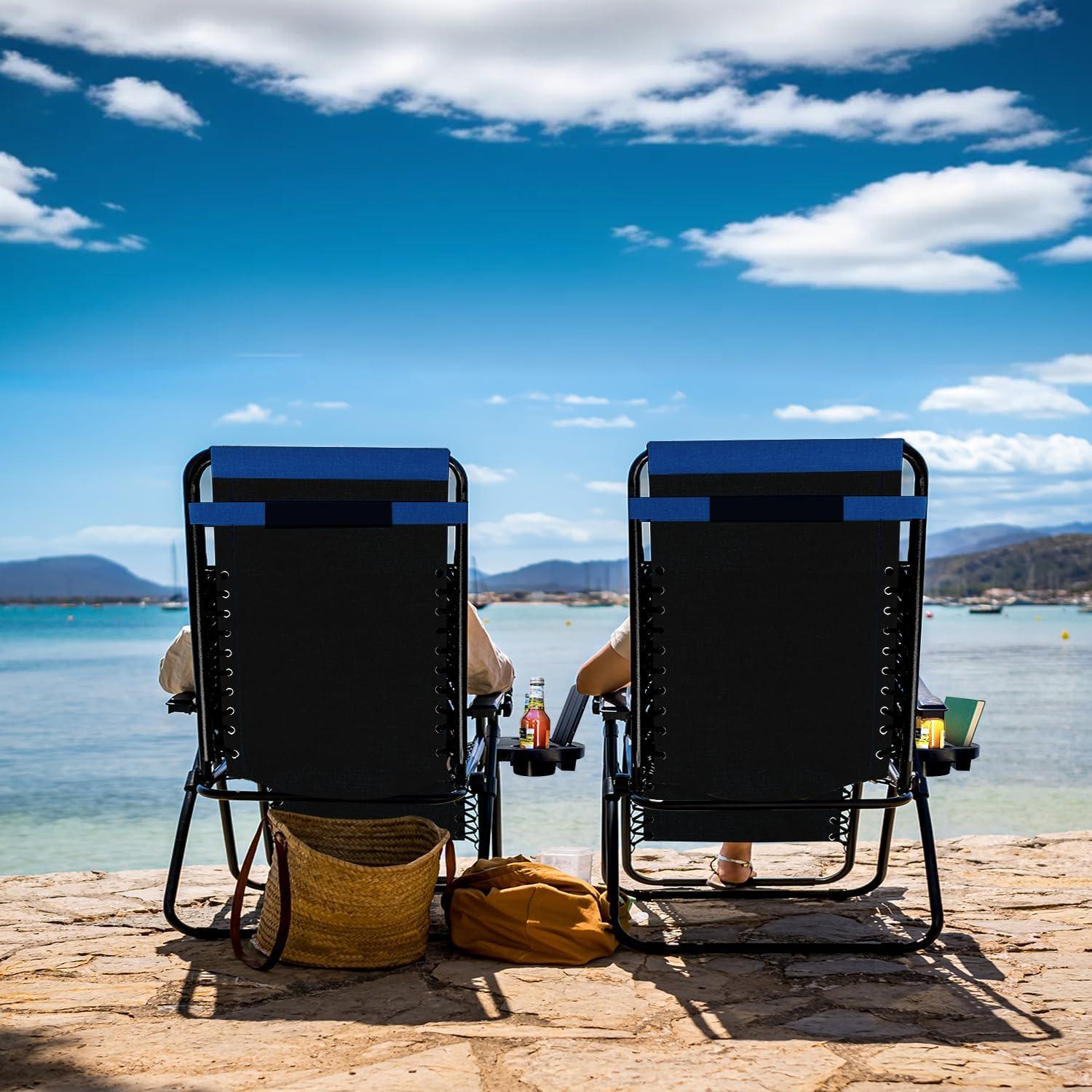 Silla de gravedad cero acolchada Nestl - Juego de 2 - Negro/Azul