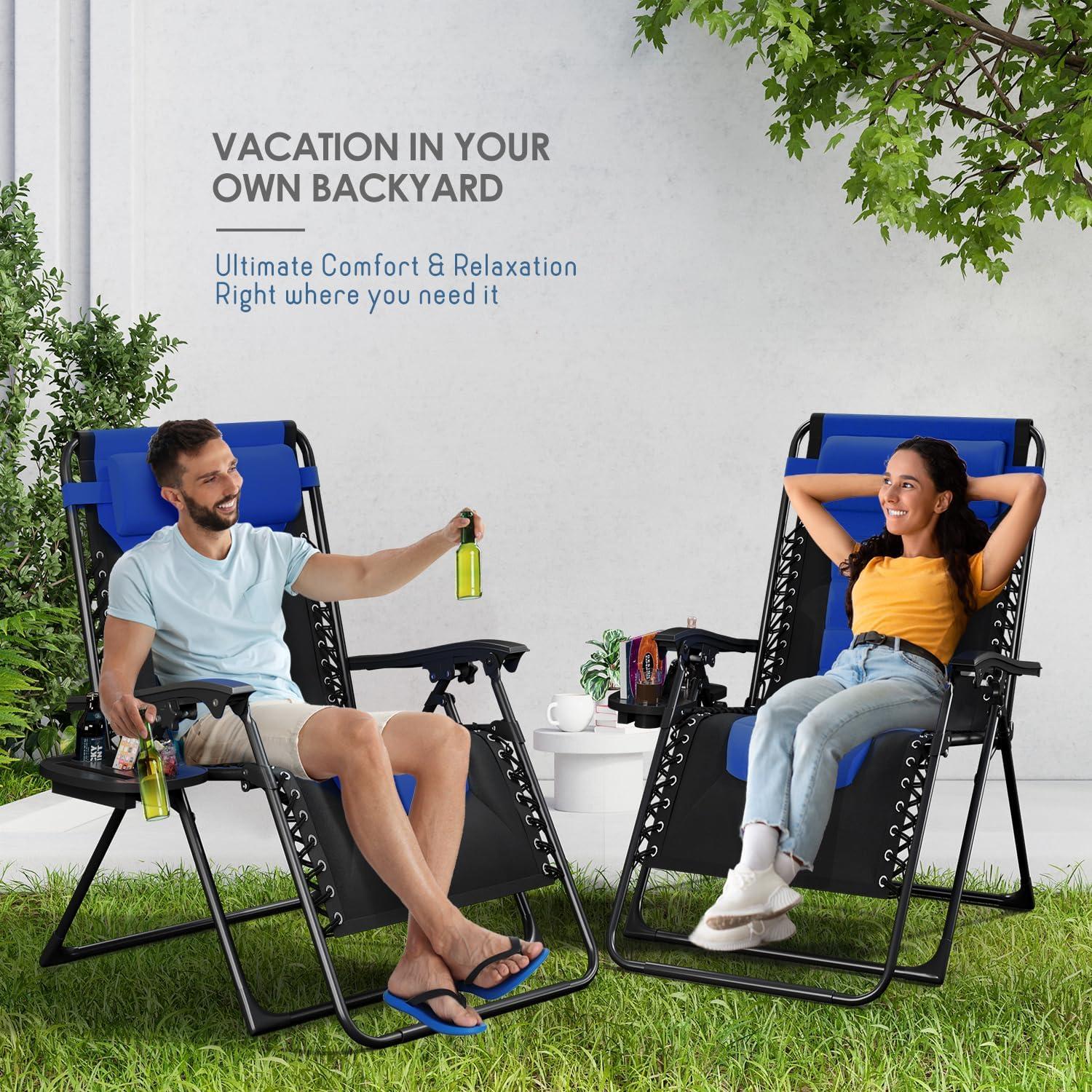 Silla de gravedad cero acolchada Nestl - Juego de 2 - Negro/Azul