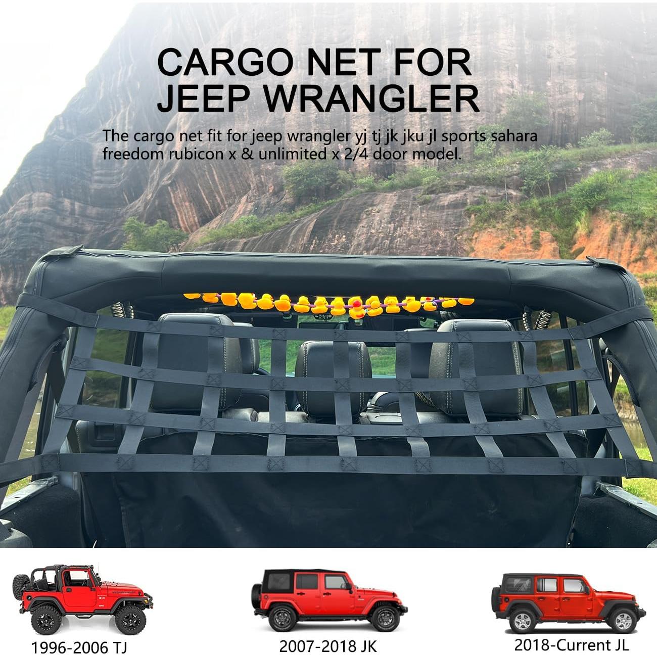 Red de Carga para Jeep Wrangler ROMASO - Alta Resistencia Negra