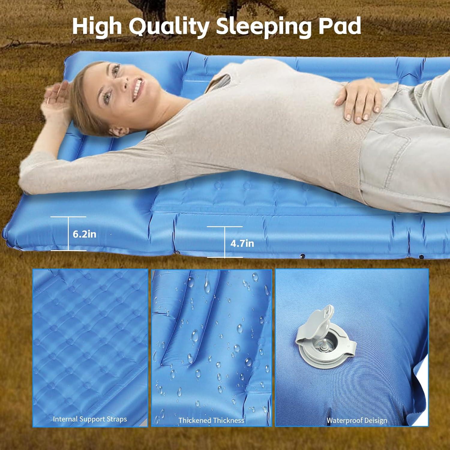 Colchoneta Autoinflable TVWVT Azul 15.7 cm Grosor con Bomba