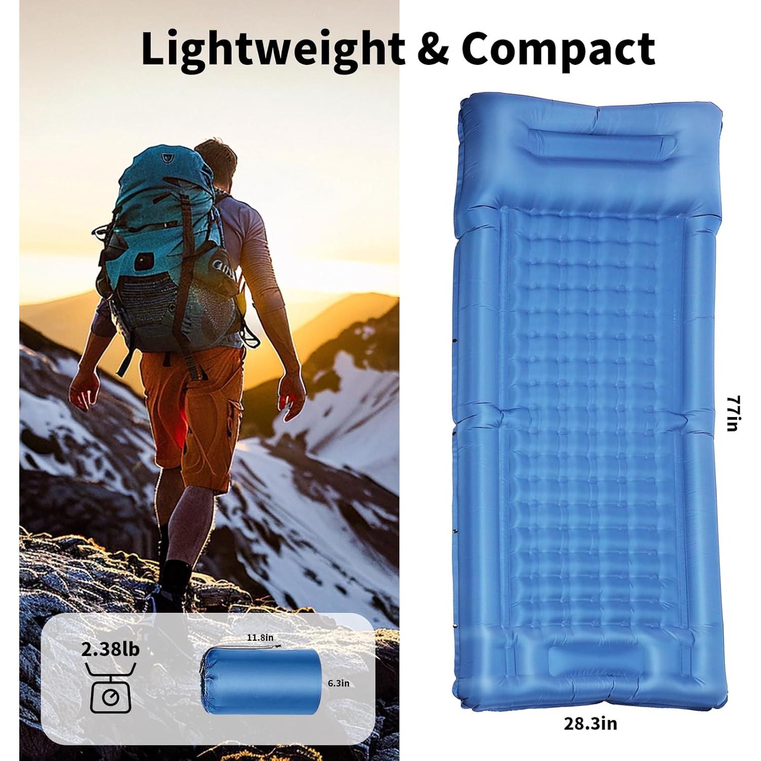 Colchoneta Autoinflable TVWVT Azul 15.7 cm Grosor con Bomba