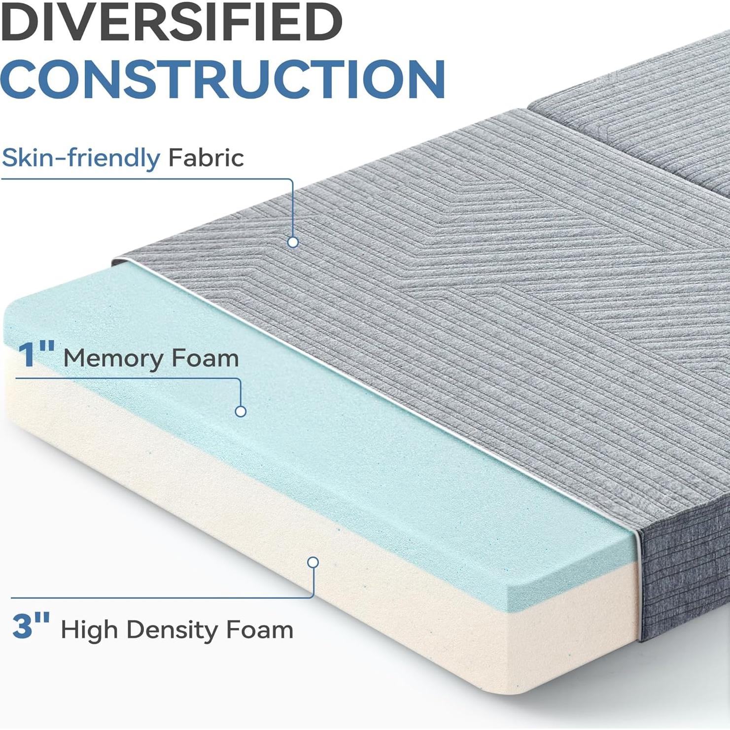 Colchón Plegable BDEUS Tri-Fold 4" Individual Espuma Viscoelástica