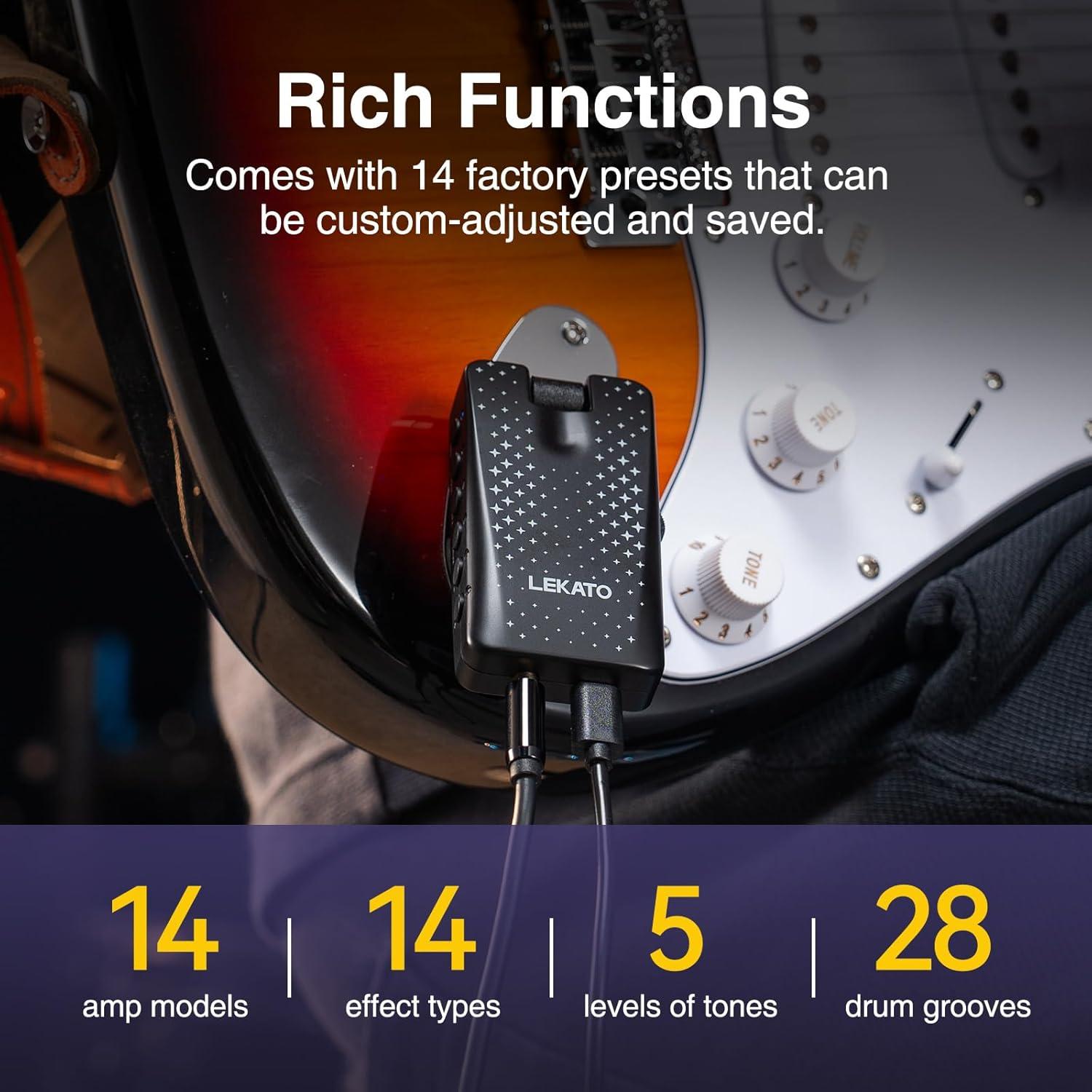 Amplificador de Auriculares LEKATO EP-01 para Guitarra Eléctrica y Bajo