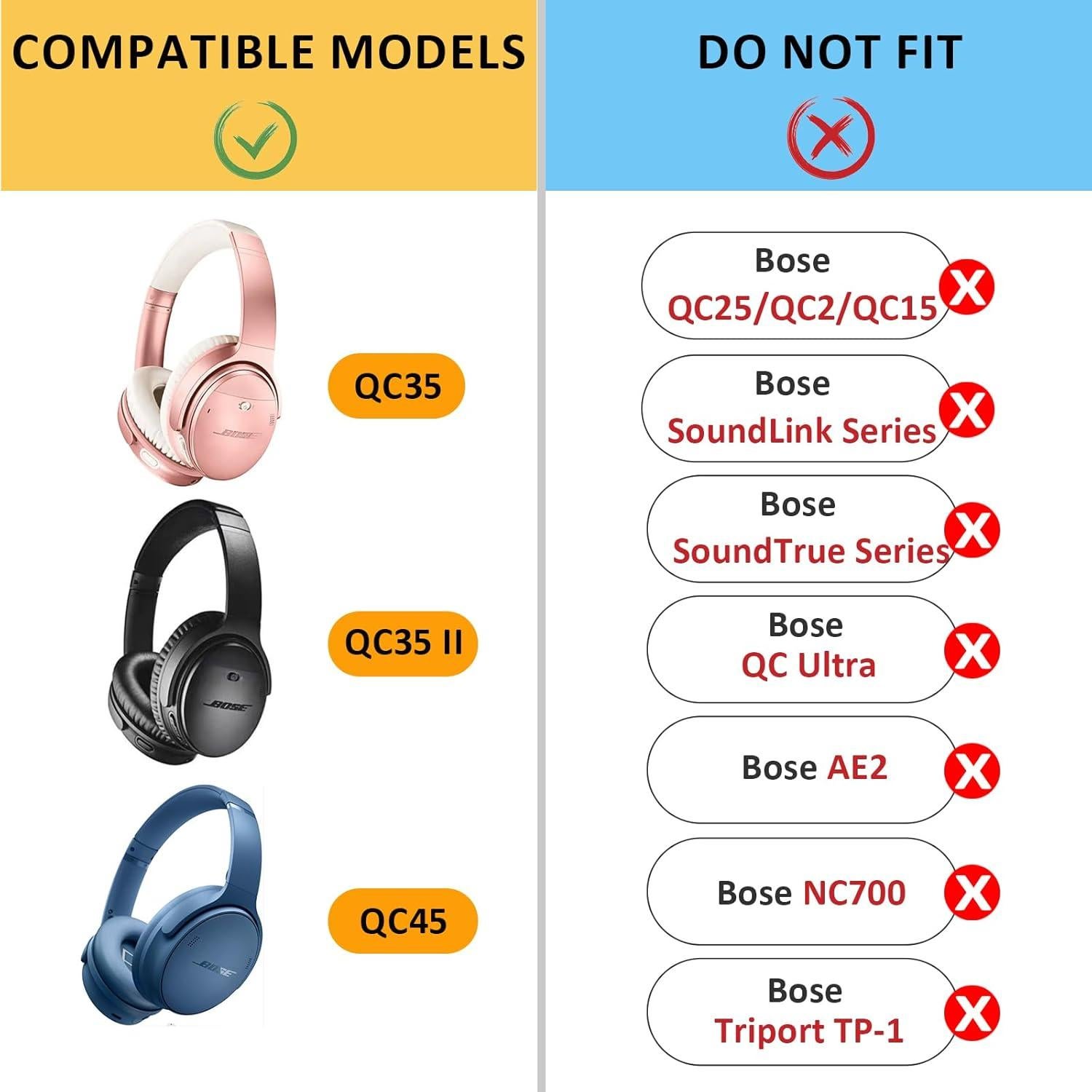 Almohadilla de cabeza de reemplazo Earrock para Bose QC35 QC45 Beige