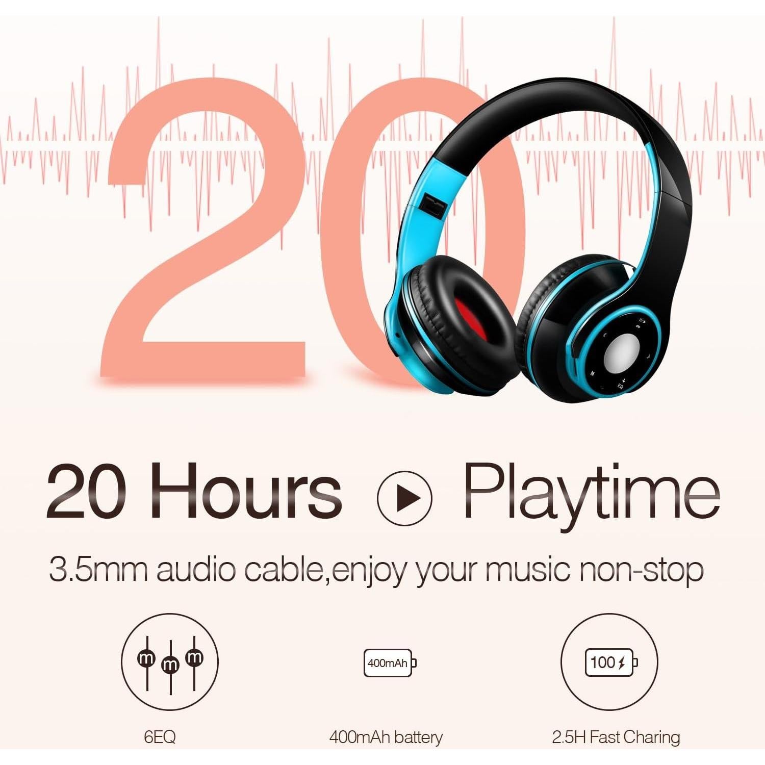 Auriculares Bluetooth Inalámbricos HiFi SG803 Azul 20h Batería