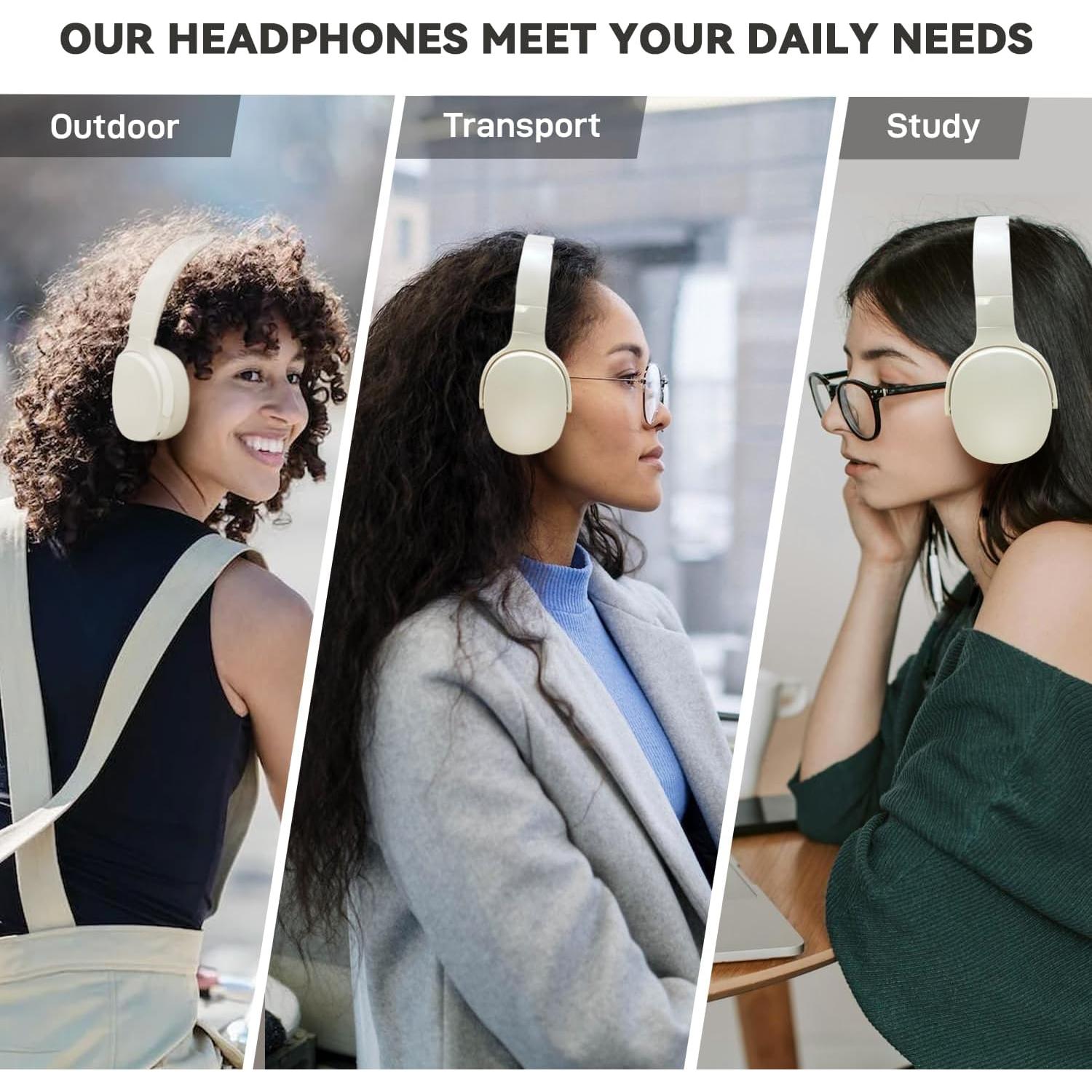 Auriculares Bluetooth FIKDCMJ P61WH HiFi 12H Cancelación Ruido