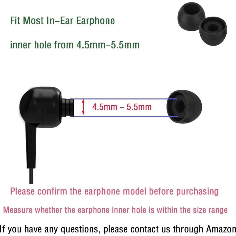 Consejos de Silicona para Auriculares In-Ear WKYMY - 10 Pares Negros