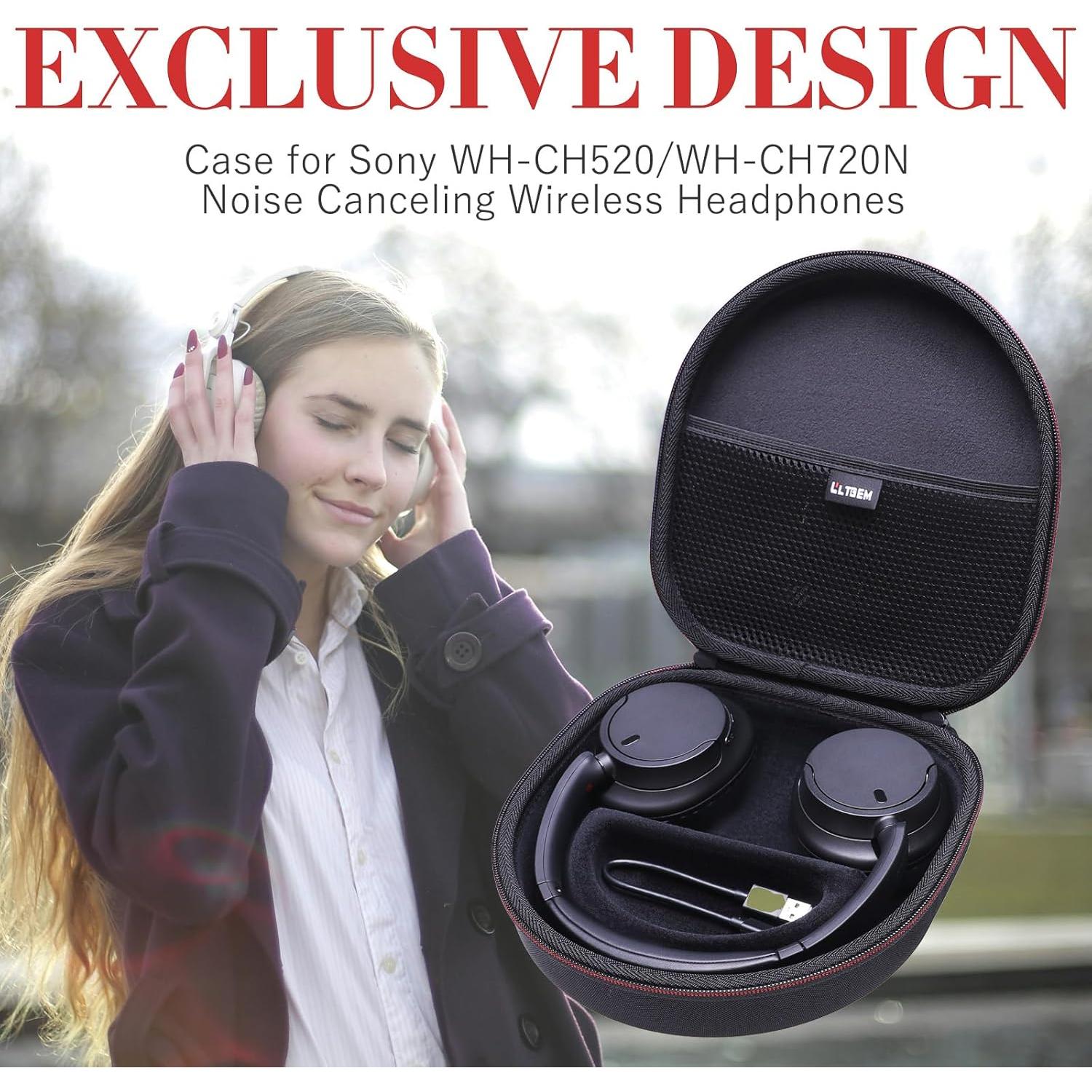 Funda LTGEM para Auriculares Sony WH-CH720N/WH-CH520, Negro