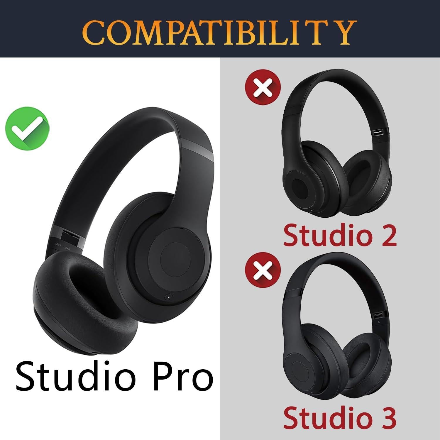Almohadillas de Gel Refrigerante SOULWIT para Auriculares Beats Studio Pro - Negro