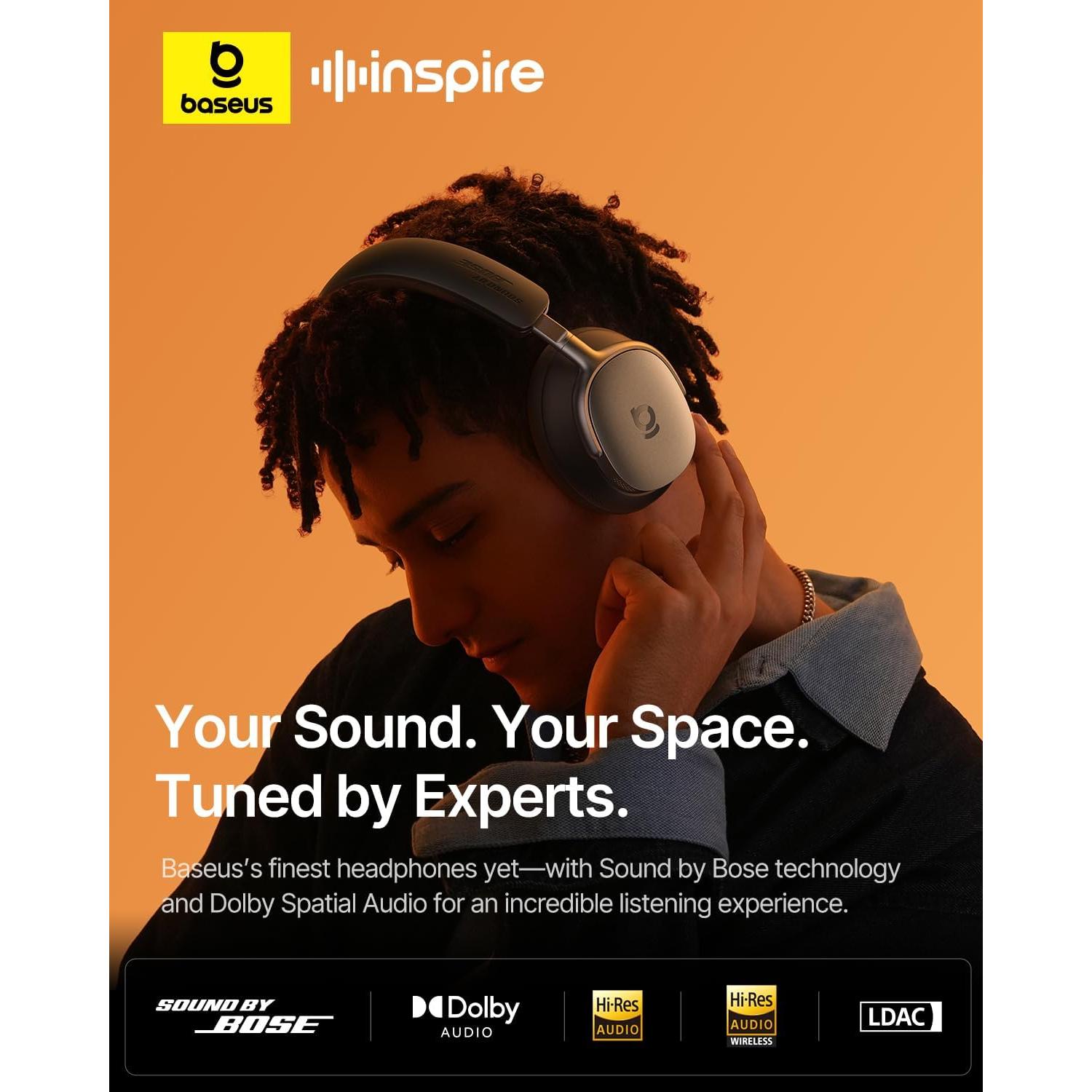 Auriculares Baseus Inspire XH1 ANC, Sonido Bose, 100H Negro