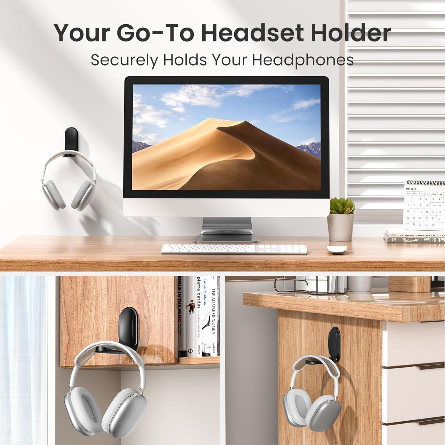 Soporte para Auriculares Itramax Plegable Adhesivo Negro