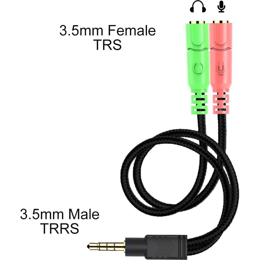Adaptador de Auriculares ENVEL 3.5mm CTIA Negro para PS4 y Laptop