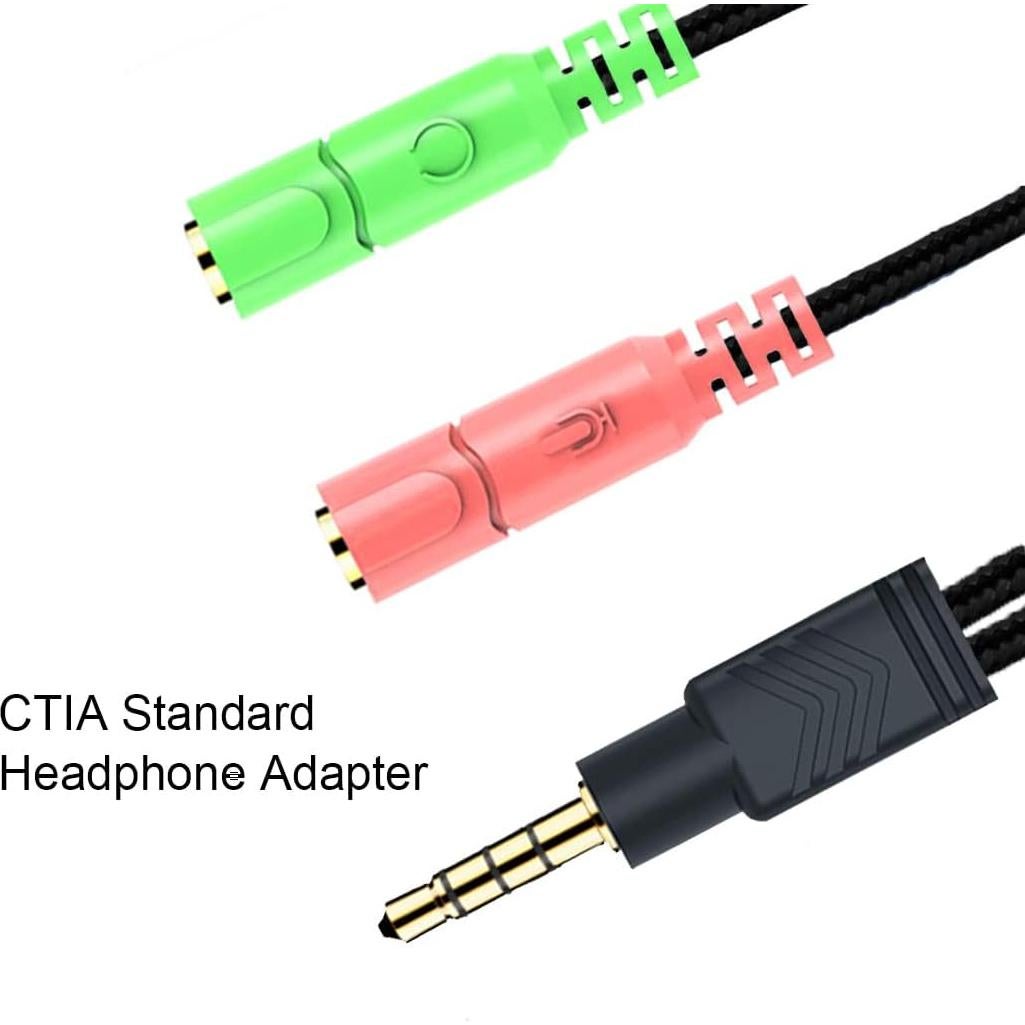 Adaptador de Auriculares ENVEL 3.5mm CTIA Negro para PS4 y Laptop