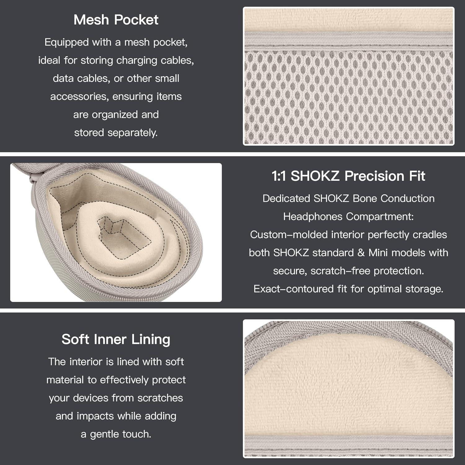 Funda Dura co2CREA para Auriculares SHOKZ Conducción Ósea Beige