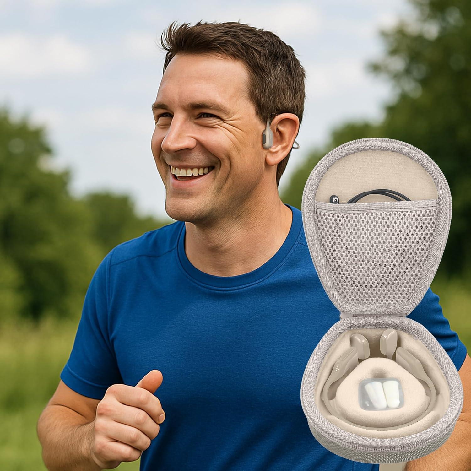 Funda Dura co2CREA para Auriculares SHOKZ Conducción Ósea Beige