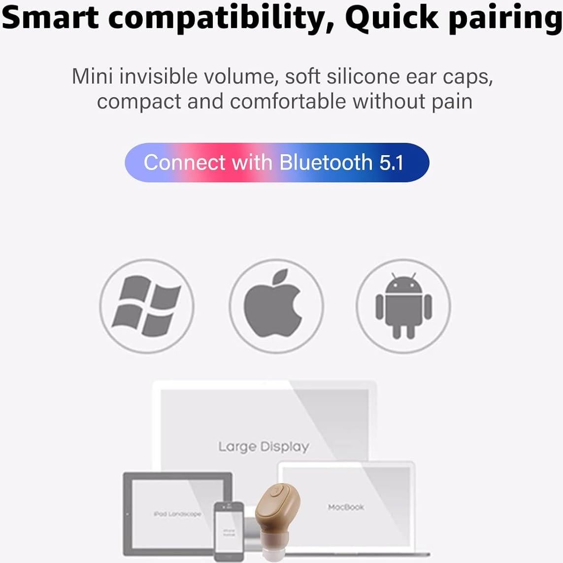 Auricular Bluetooth Inalámbrico SYSFUN X7 Beige 12h Batería