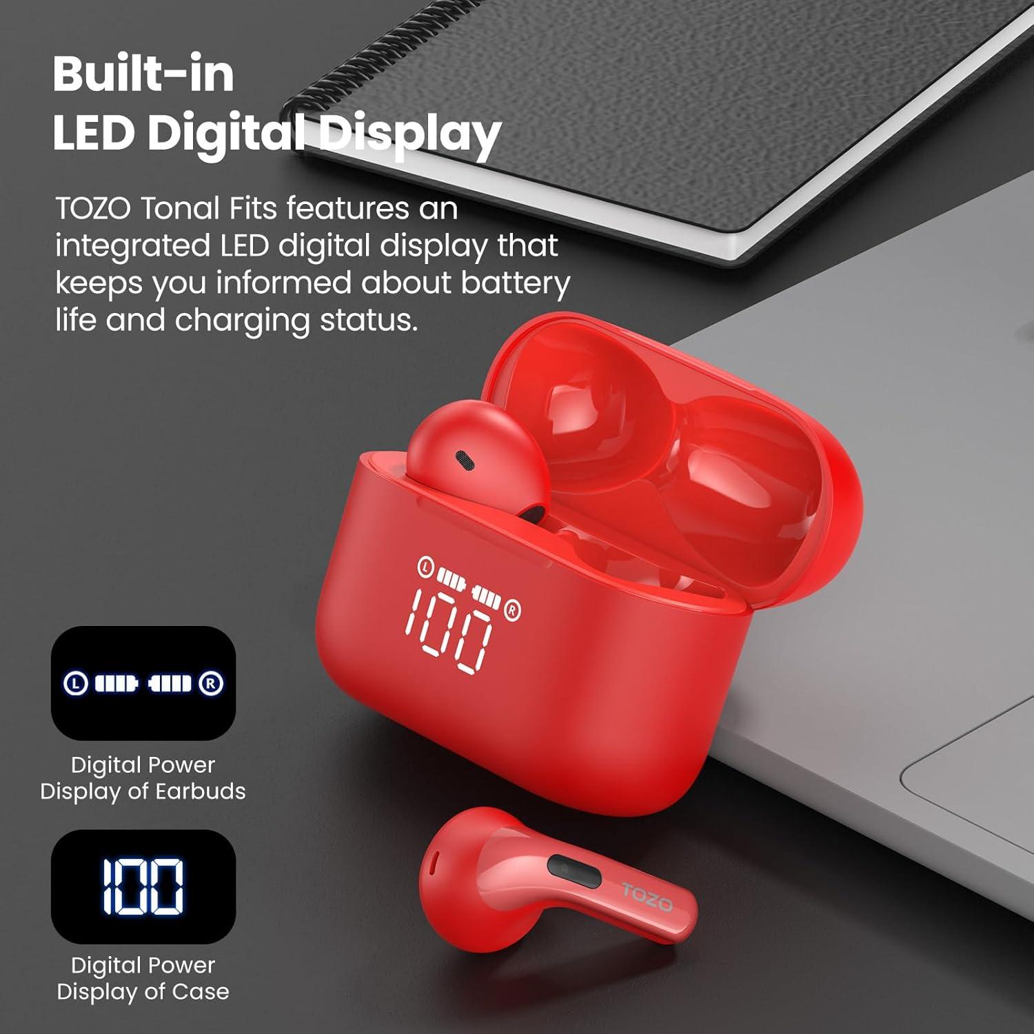 Auriculares Inalámbricos TOZO T21 Bluetooth 5.3 IPX8 Rojo