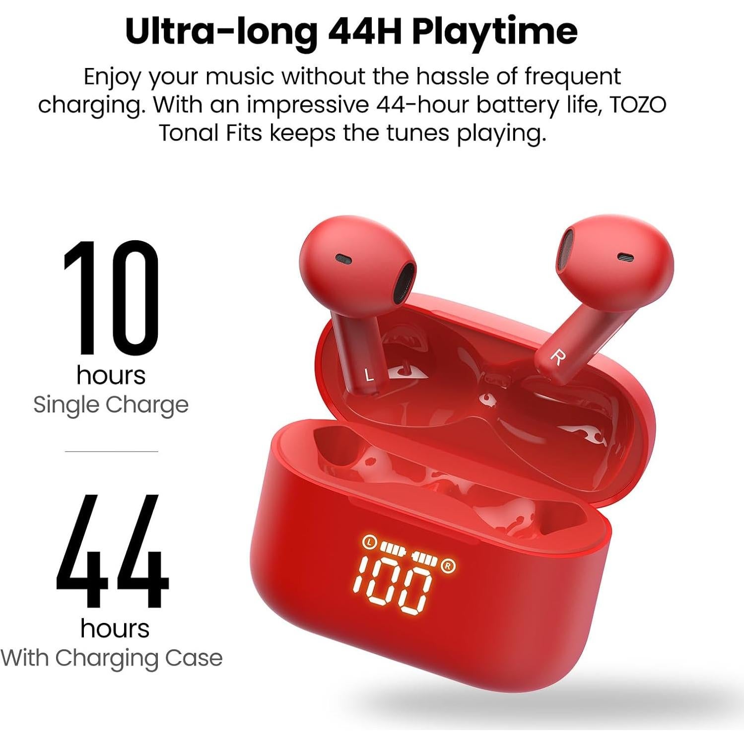 Auriculares Inalámbricos TOZO T21 Bluetooth 5.3 IPX8 Rojo