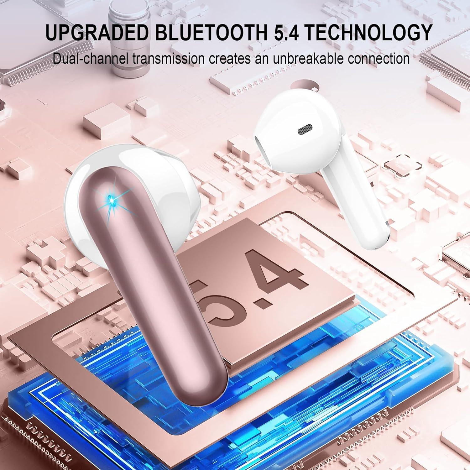 Auriculares Inalámbricos Bluetooth 5.4 EVATOST I50 Oro Rosa