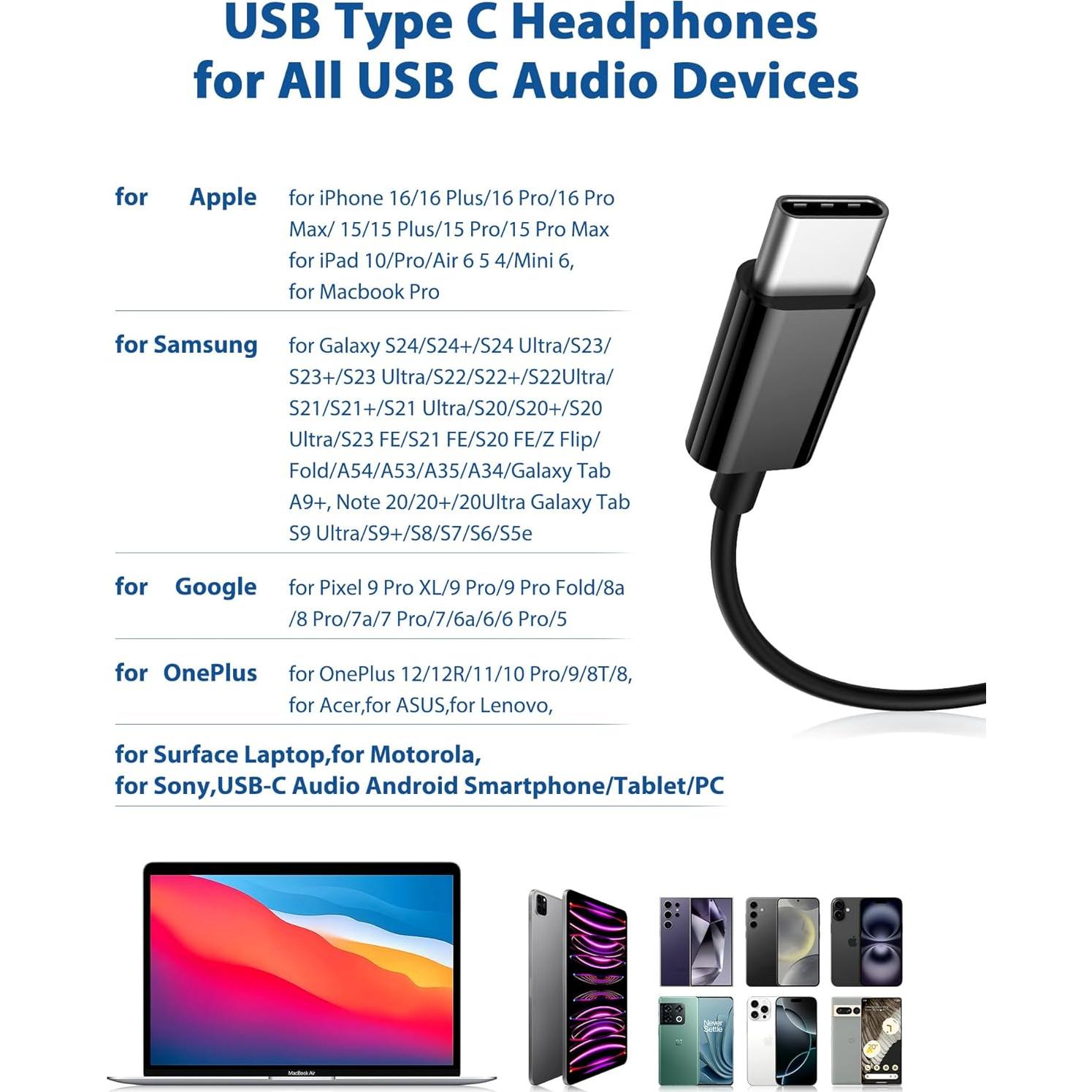 Auriculares USB C TOPAUX con micrófono y cancelación de ruido