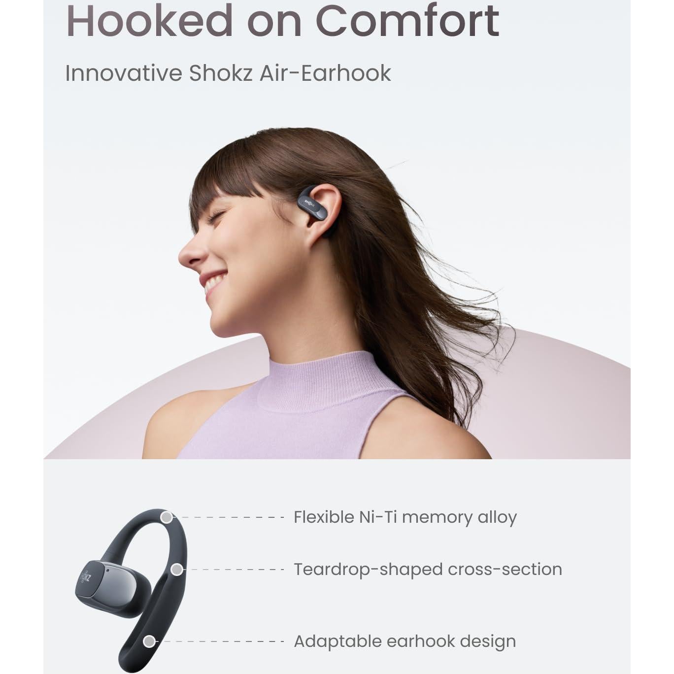 Auriculares Inalámbricos SHOKZ OpenFit Air - Negro, Resistente al Agua