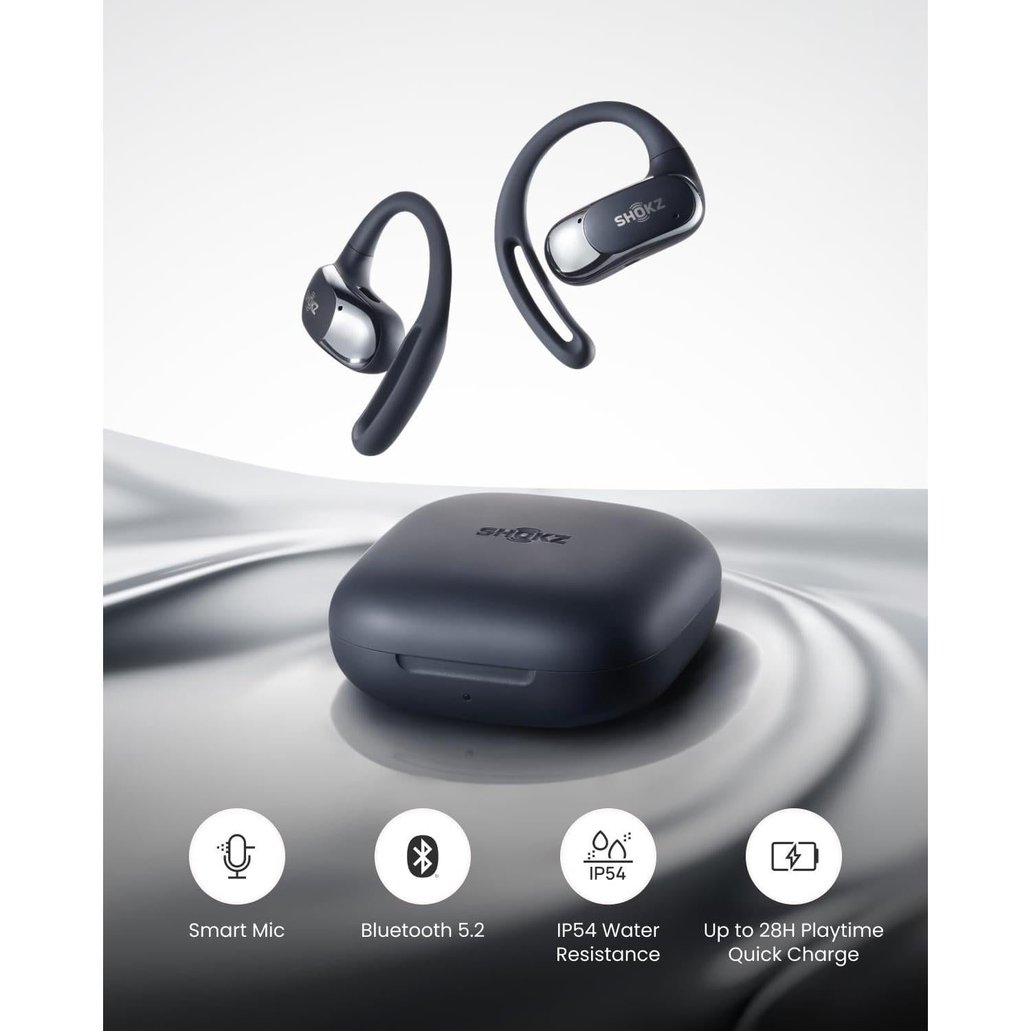 Auriculares Inalámbricos SHOKZ OpenFit Air - Negro, Resistente al Agua