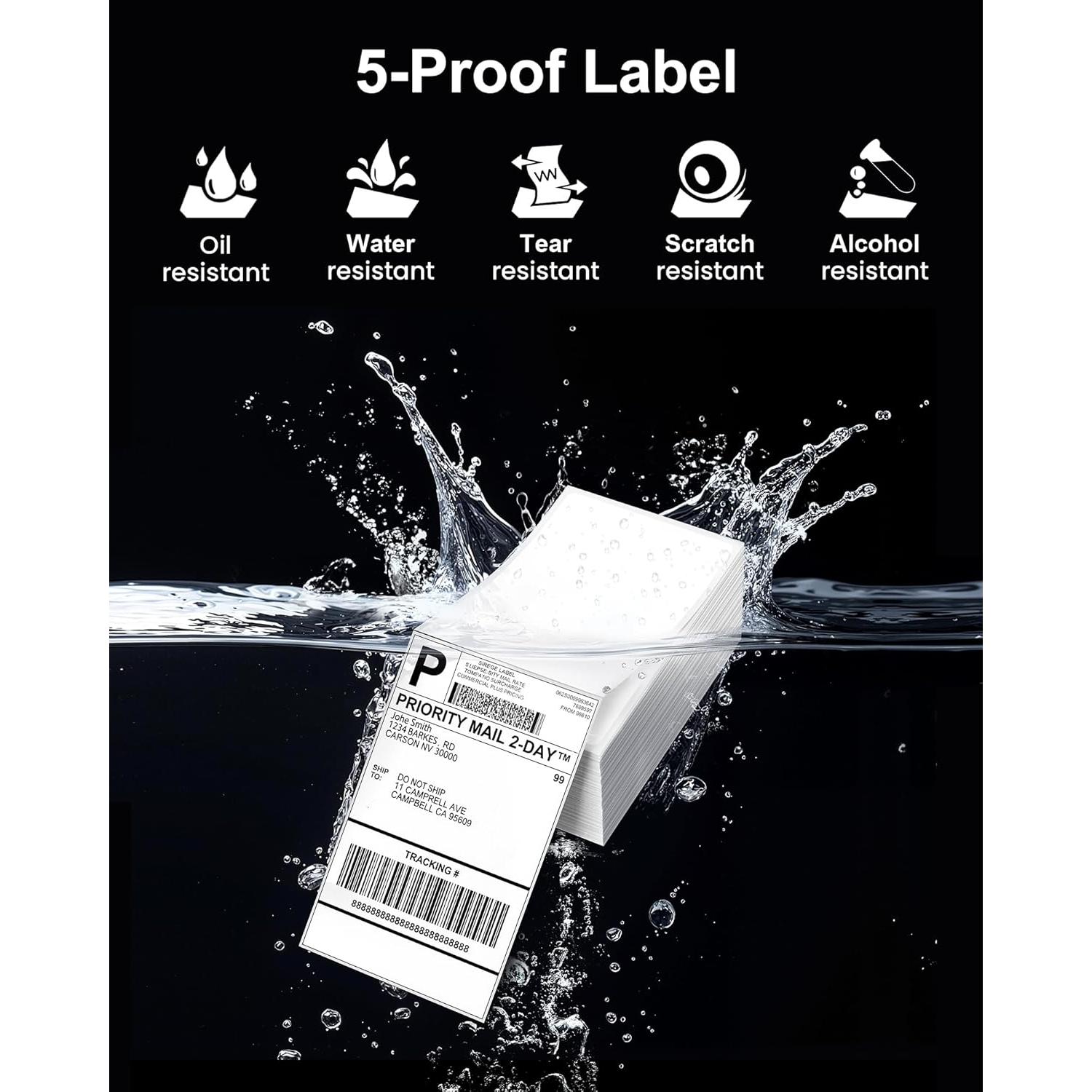 Etiquetas Térmicas Phomemo 4x6, 500 PCS Resistentes al Agua