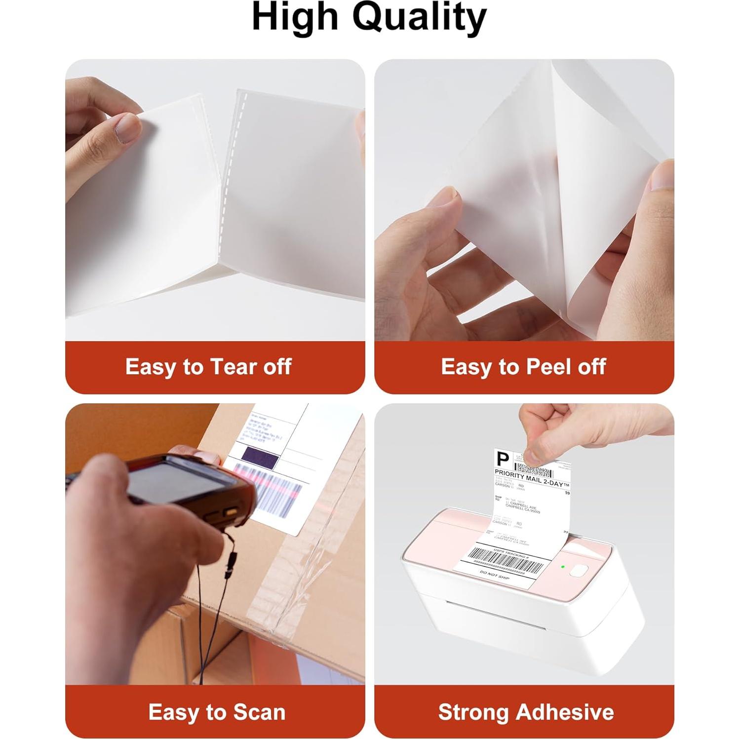 Etiquetas Térmicas Phomemo 4x6, 500 PCS Resistentes al Agua