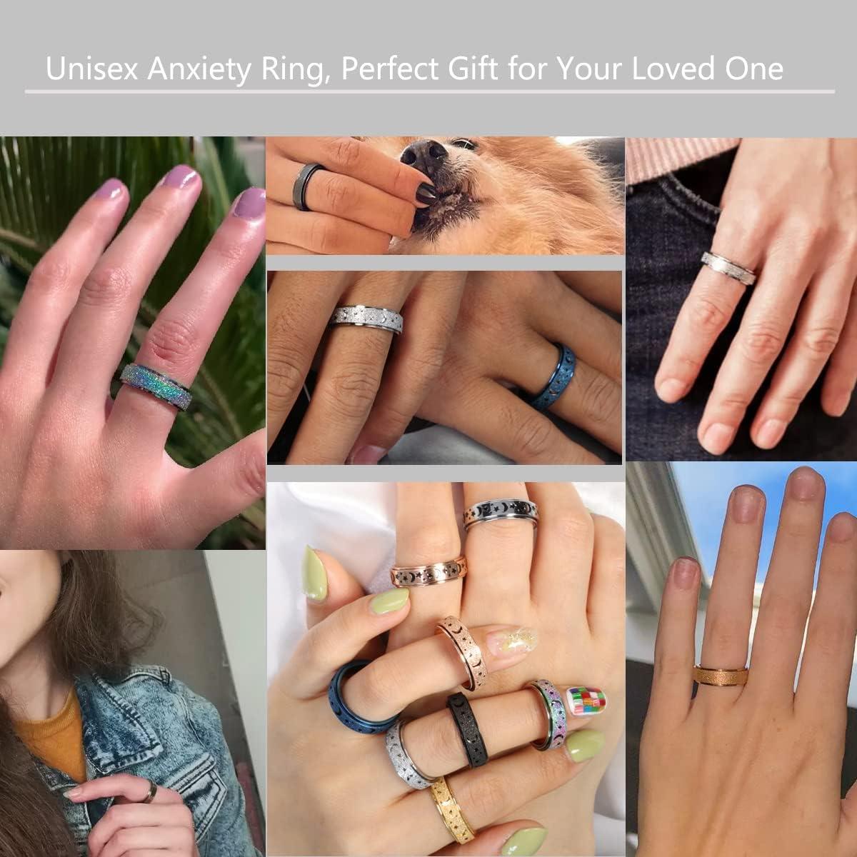 Anillo de Ansiedad AmorArtSky Unisex Acero Inoxidable 6MM