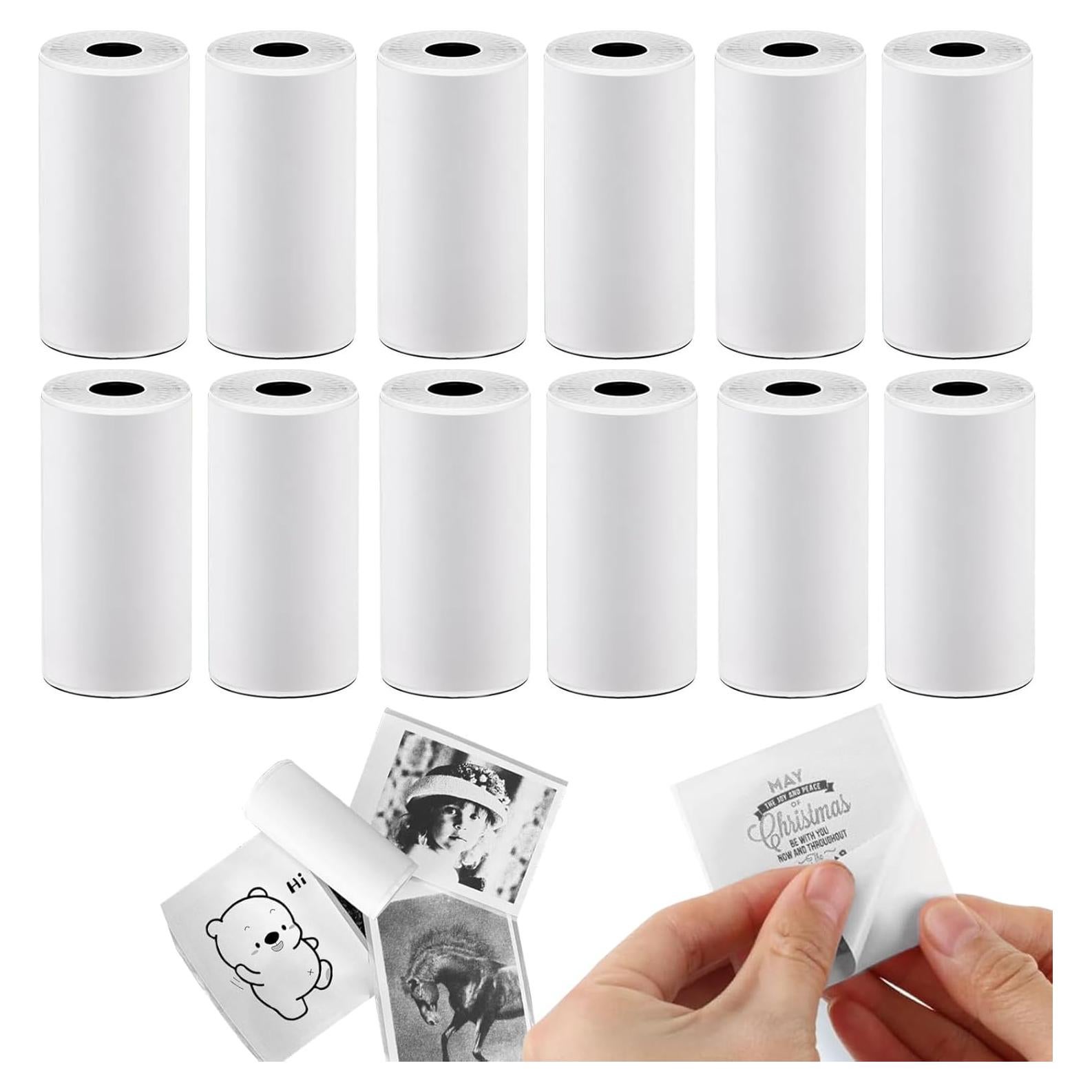 12 Rollos Papel Térmico Autoadhesivo BYBOUS 53mm x 3.75m
