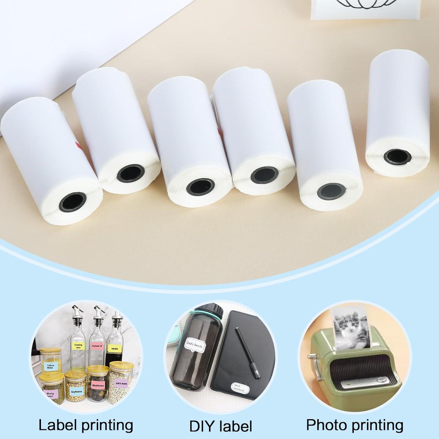 12 Rollos Papel Térmico Autoadhesivo BYBOUS 53mm x 3.75m