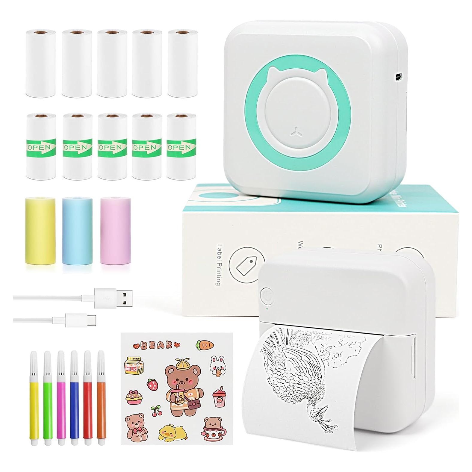 Impresora de Etiquetas Mini MXiiXM Portátil Bluetooth Verde