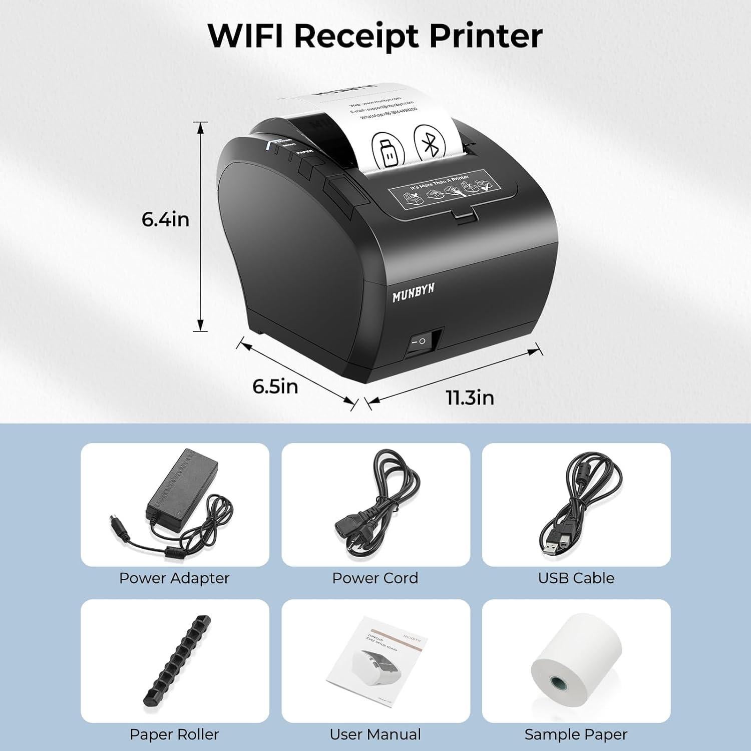 Impresora de Recibos Térmica MUNBYN P047 WiFi 80mm USB