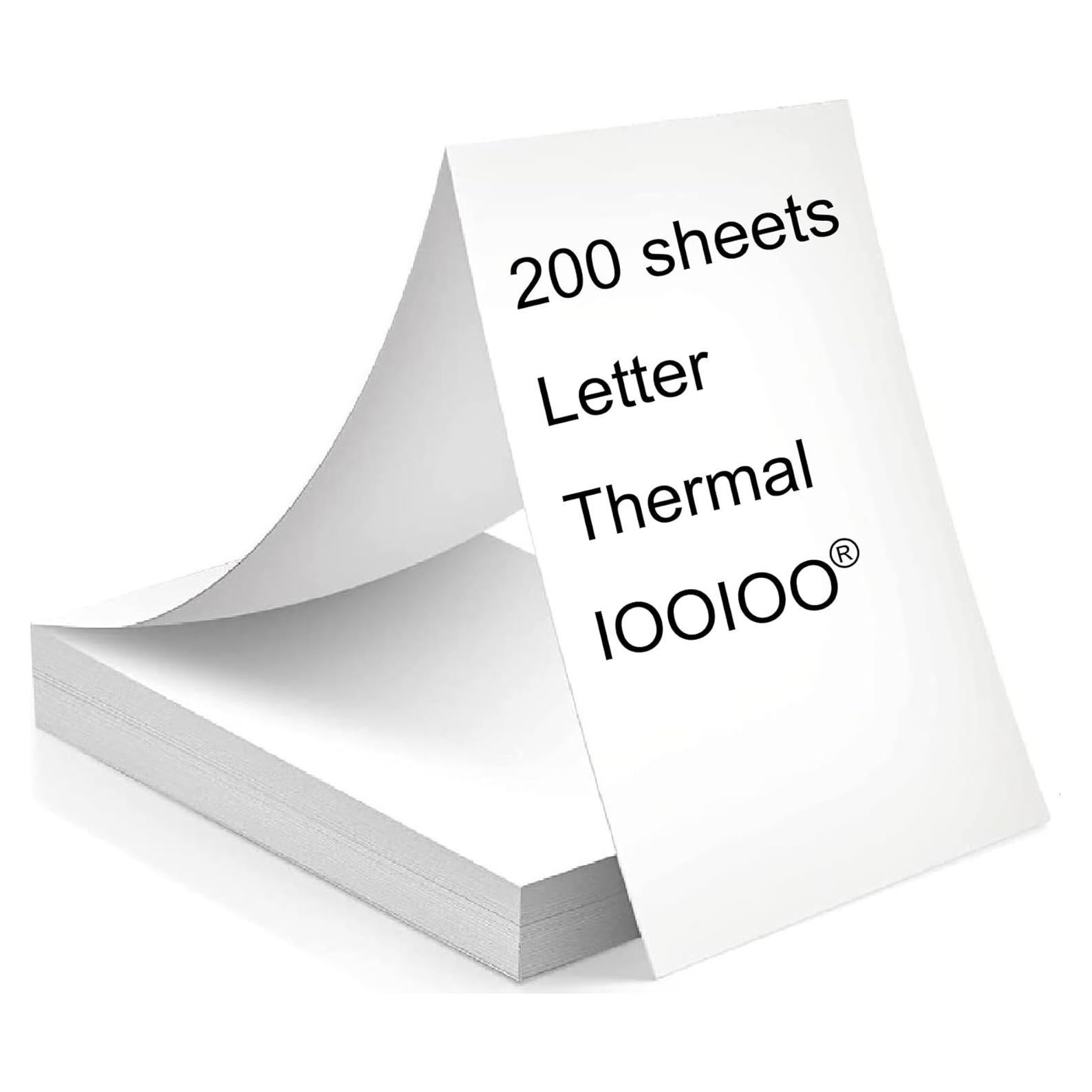 Papel térmico carta 200 páginas IOOIOO 21.6x27.9 cm libre de BPA