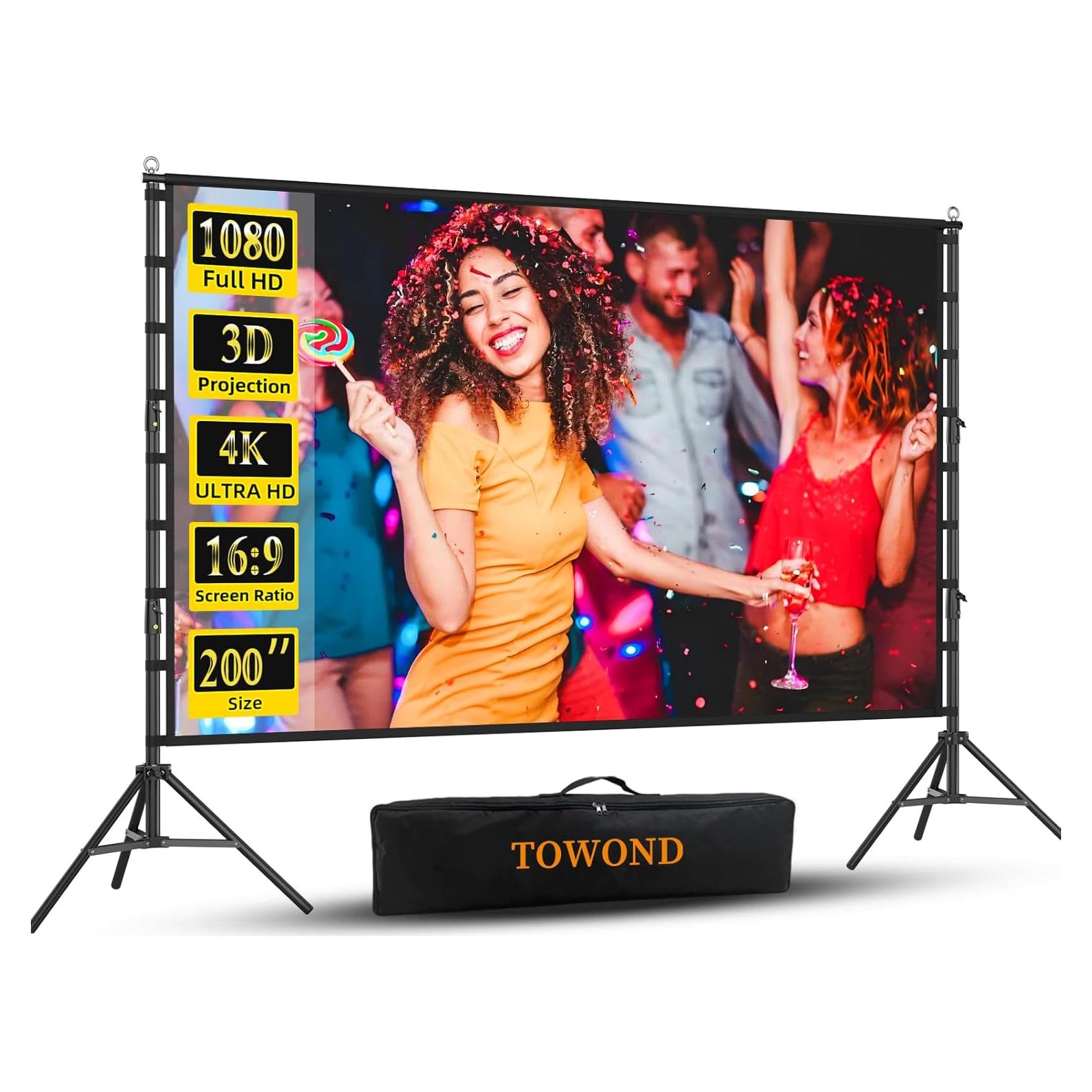 Pantalla de proyector 200" Towond HD Doble Cara 16:9 Portátil