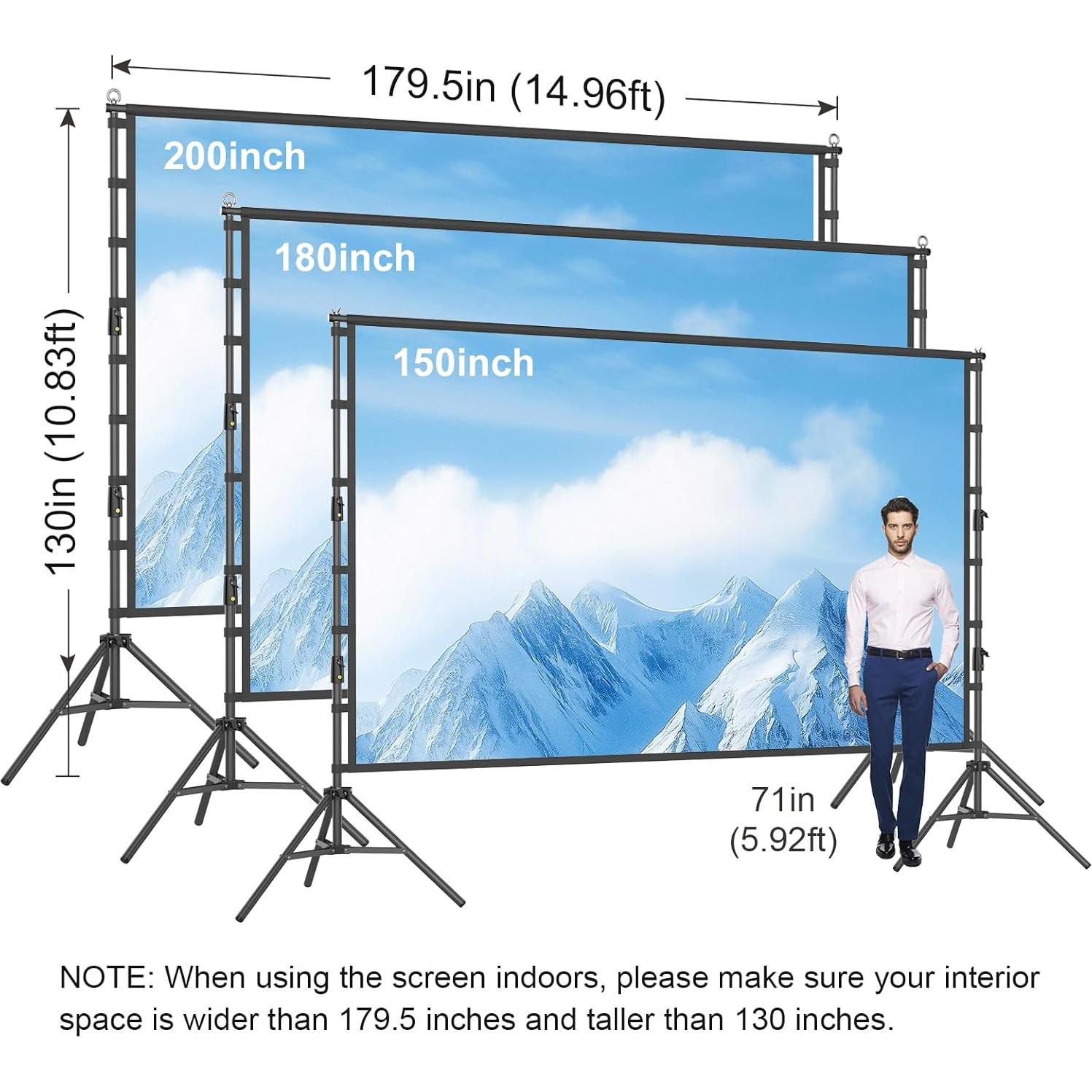 Pantalla de proyector 200" Towond HD Doble Cara 16:9 Portátil