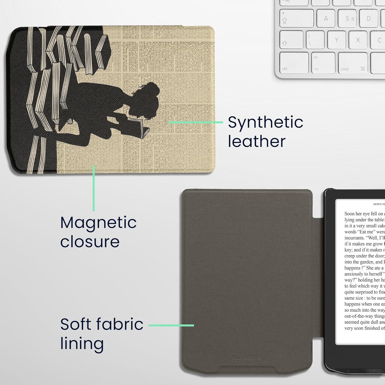 Funda kwmobile para eReader Pocketbook y Vivlio - Chica y Libros