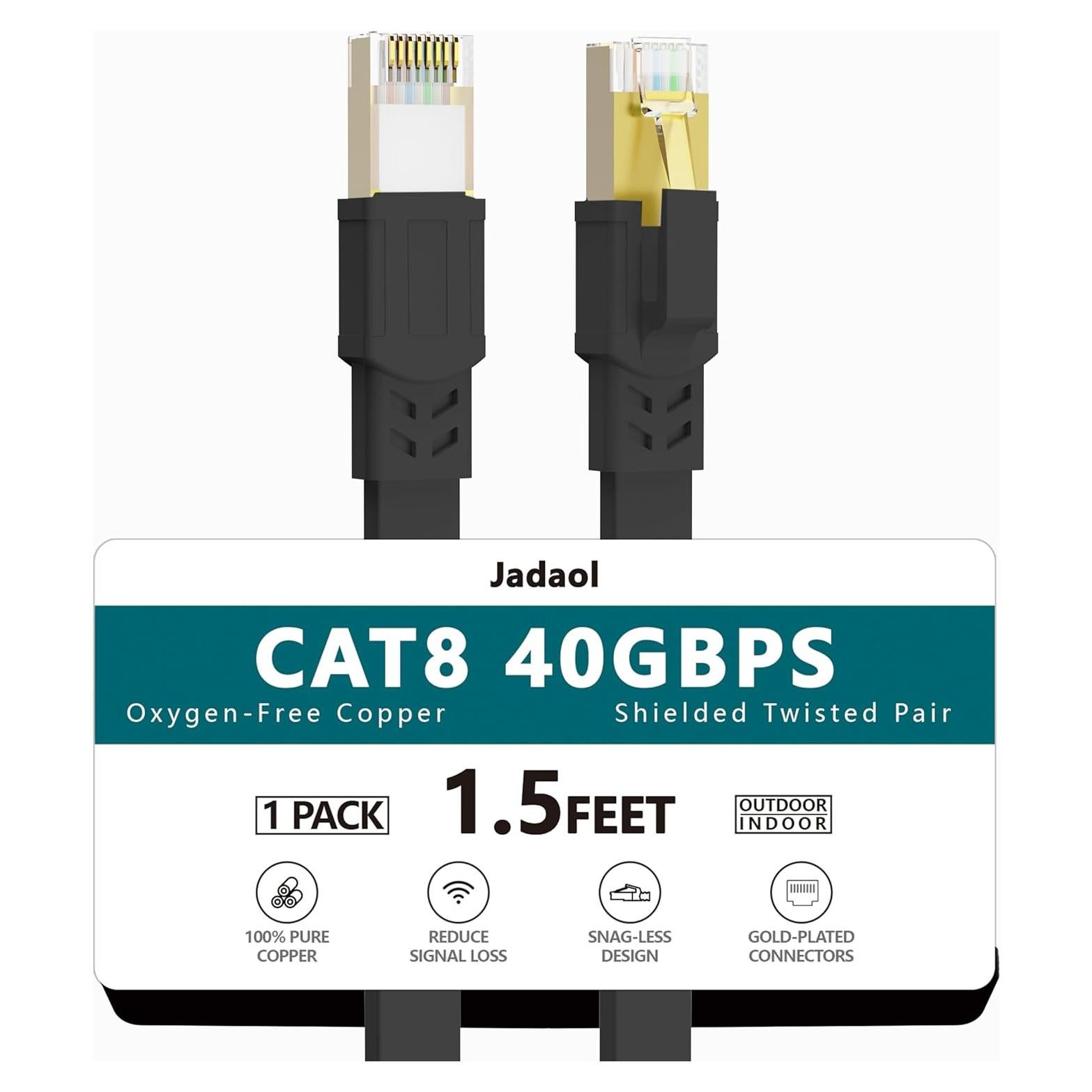 Cable Ethernet Jadaol Cat 8 0.46m Alta Velocidad 40Gbps