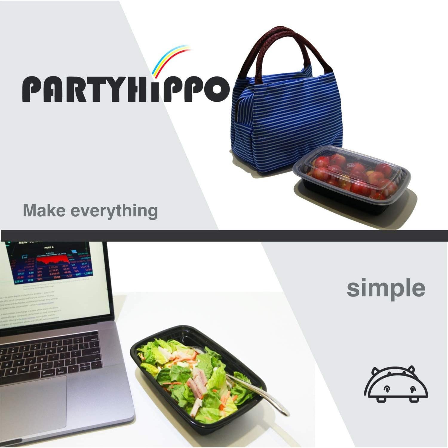 Contenedores para Comidas PARTYHIPPO 12oz Paquete de 12 BPA Libre