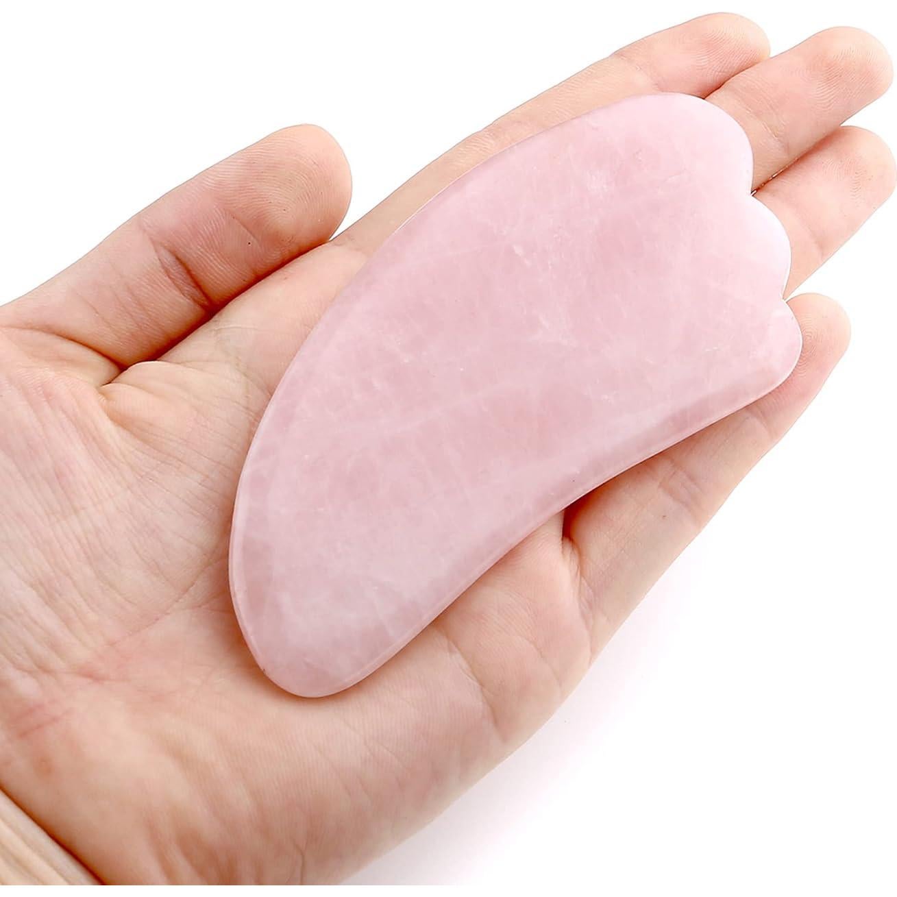 Tabla de Masaje Gua Sha Jovivi Cuarzo Rosa Natural 10cm