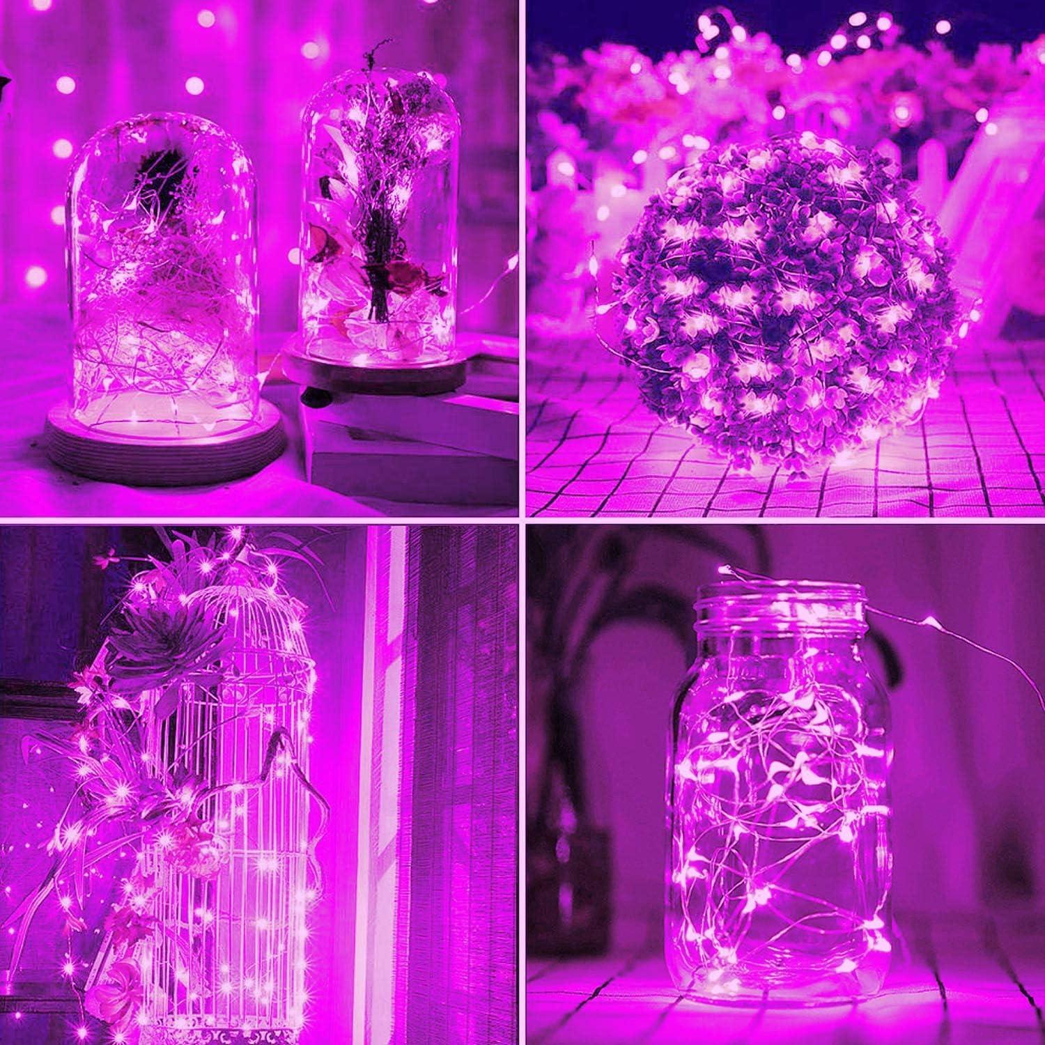 Luces de Cuerda LED Solar 200 luces 20m Rosa DAYLIGHTIR