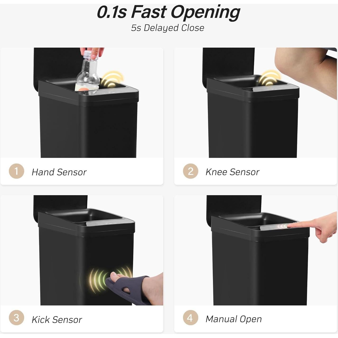 Cesto de Basura Automático FRESHLIX 10L con Sensor Negro